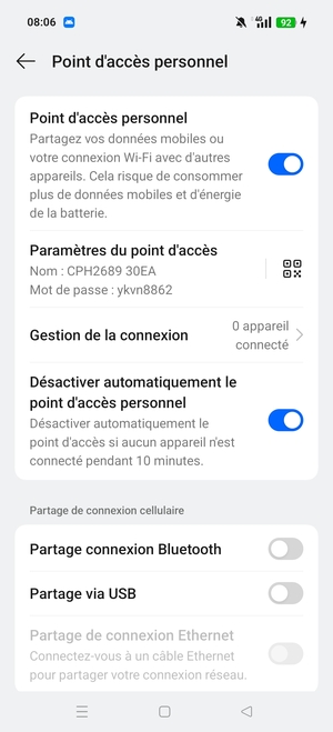 Votre téléphone est maintenant configuré pour être utilisé comme modem