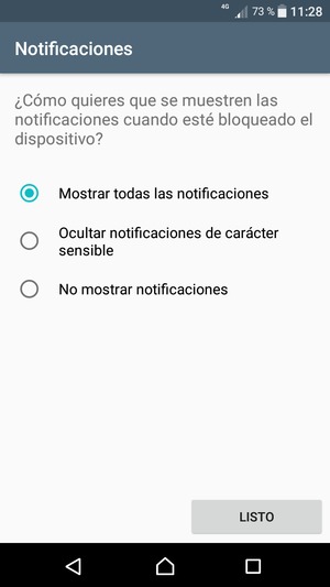 Seleccione la opción deseada y seleccione LISTO