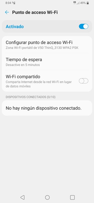 El teléfono ha sido configurado para su uso como módem