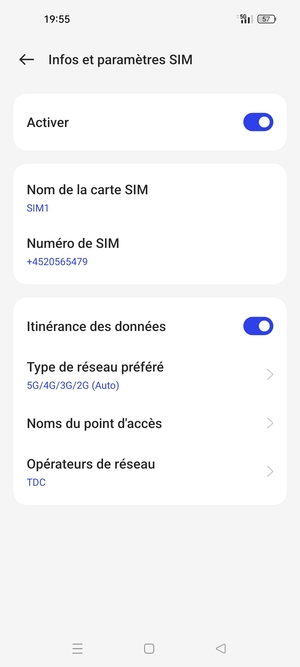 Activer ou désactiver Itinérance des données