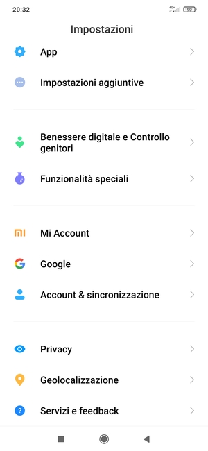 Scorri e seleziona Account & sincronizzazione
