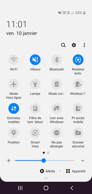 Sélectionnez Vibreur pour passer en mode silencieux