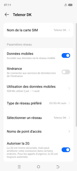 Pour changer de réseau en cas de problèmes de réseau, faites défiler et sélectionnez Sélectionner un réseau