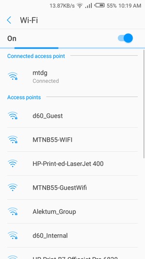 You are now connected to the Wi-Fi network