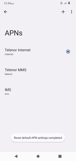 Your phone will reset to default Internet and MMS settings
