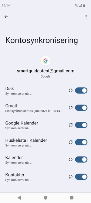 Din informasjon blir synkronisert