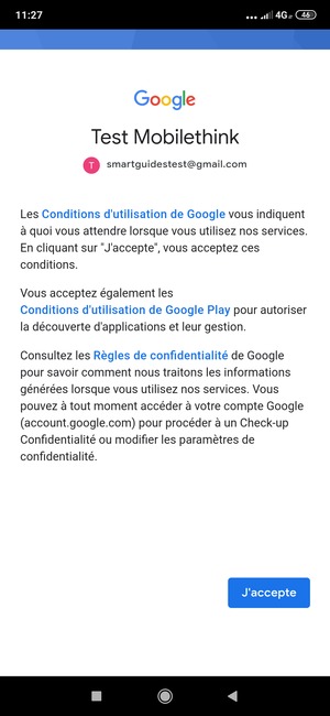 Sélectionnez J'accepte