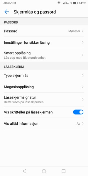 Telefonen din er nå sikret med en skjermlås