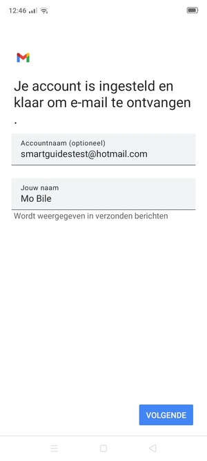Geef uw account een naam en voer uw naam in. Selecteer VOLGENDE