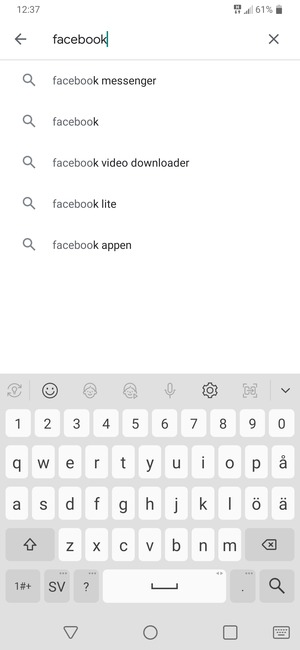 Ange app-namnet och välj Sök