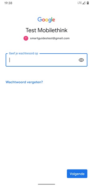 Voer uw wachtwoord in en selecteer Volgende