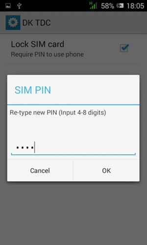 Confirm your new SIM PIN and select OK