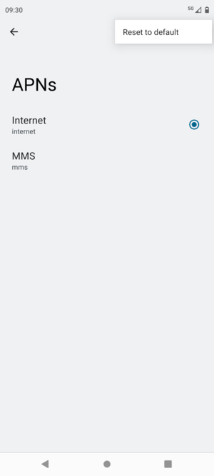 Select Reset to default