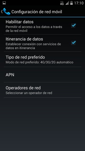 Activar o desactivar Itinerancia de datos