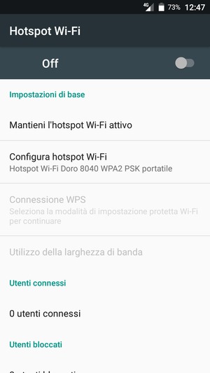 Seleziona Configura hotspot Wi-Fi