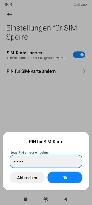 Bestätigen Sie Ihre neue PIN für SIM-Karte und wählen Sie Ok