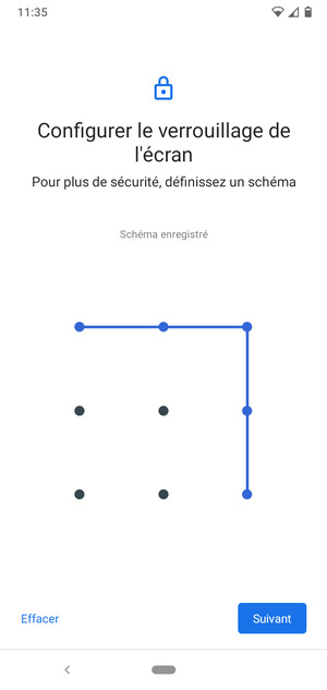 Dessinez un motif de déverrouillage et sélectionnez Suivant