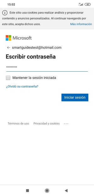 Introduzca su contraseña de Hotmail y seleccione Iniciar sesión