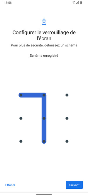 Dessinez un motif de déverrouillage et sélectionnez Suivant