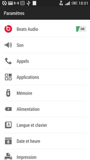 Sélectionnez Alimentation