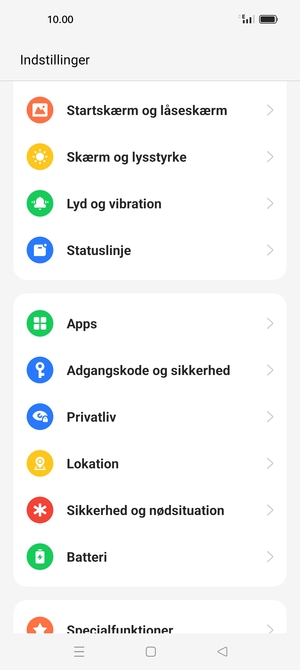 Scroll til og vælg Adgangskode og sikkerhed