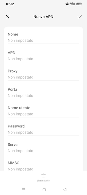 Inserisci le informazioni di Internet
