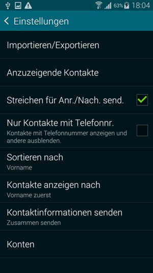 Wählen Sie Importieren/Exportireren / Kontakte importieren/exportieren