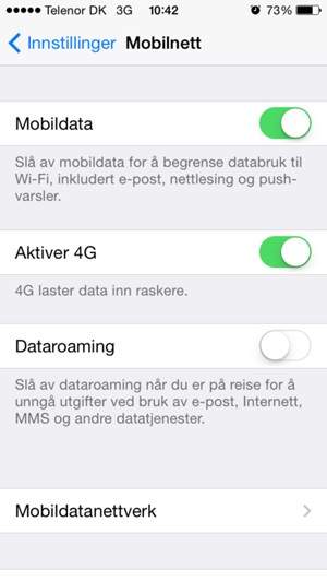 Angi Data Roaming til På eller Av