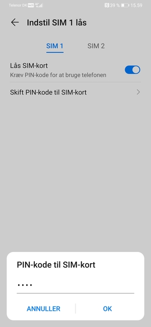 Indtast din Nye PIN-kode til SIM-kort og vælg OK