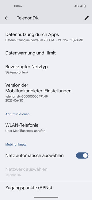 Scrollen Sie und wählen Sie Zugangspunkte (APNs)