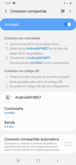 El teléfono ha sido configurado para su uso como módem
