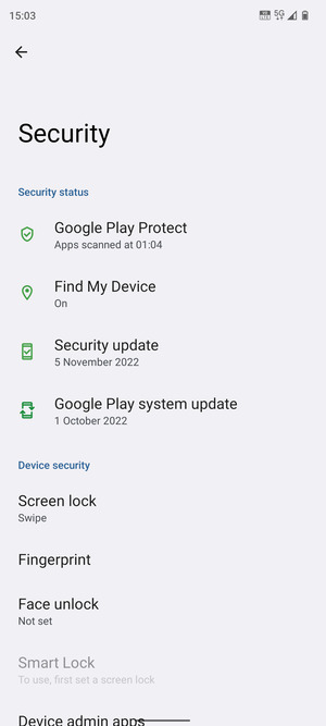 Select Screen lock