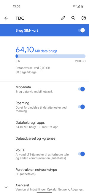 Slå Roaming til eller fra