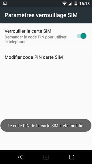 Votre code PIN de la carte SIM a été modifié