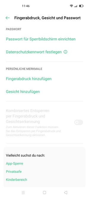 Wählen Sie Passwort für Sperrbildschirm einrichten