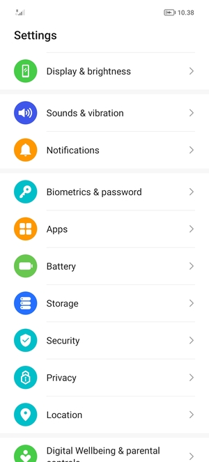 Scroll to and select Security