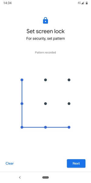 Draw an unlock pattern and select Next