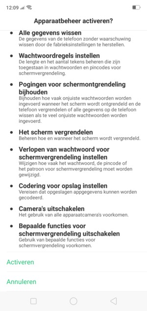 Scroll naar en selecteer Activeren