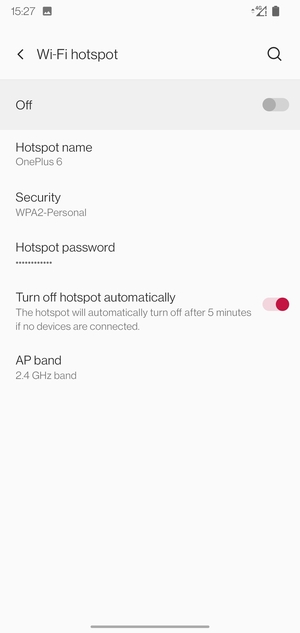 Turn Wi-Fi hotspot on