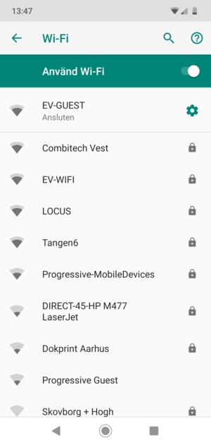 Du är nu ansluten till Wi-Fi nätverket