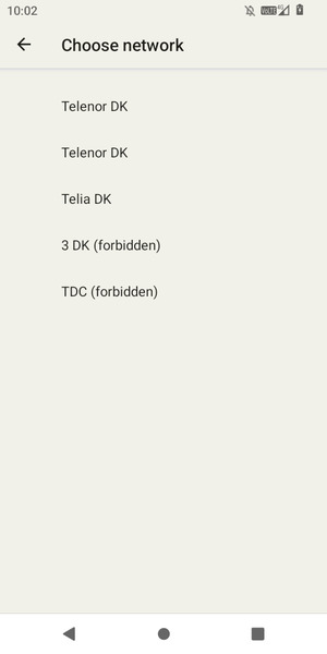 Select a network operator from the list