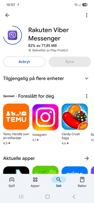 Vent til installasjonen er ferdig