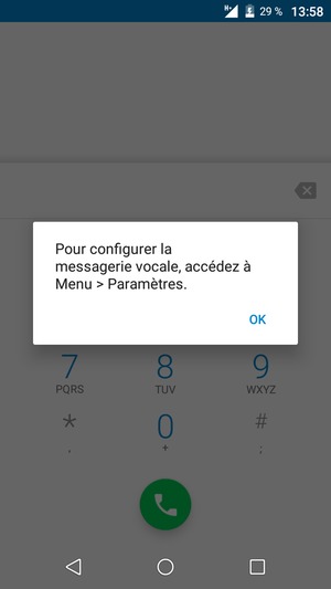 Si votre messagerie vocale n'est pas configurée, sélectionnez OK