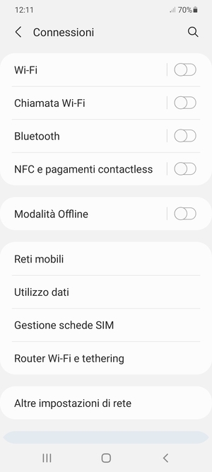 Seleziona Reti mobili