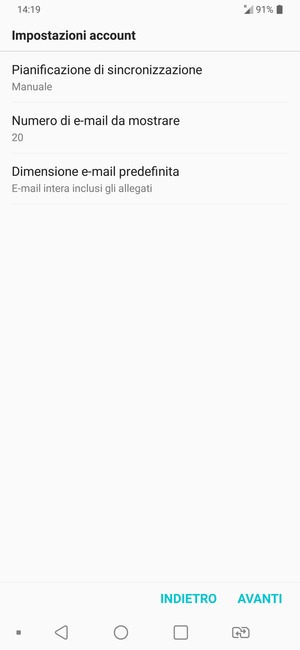 Seleziona AVANTI