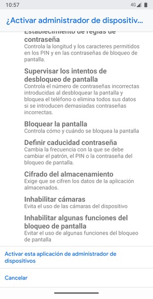 Desplácese y seleccione Activar esta aplicación de administración de dispositivos