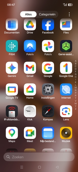 Scroll naar en selecteer Instellingen