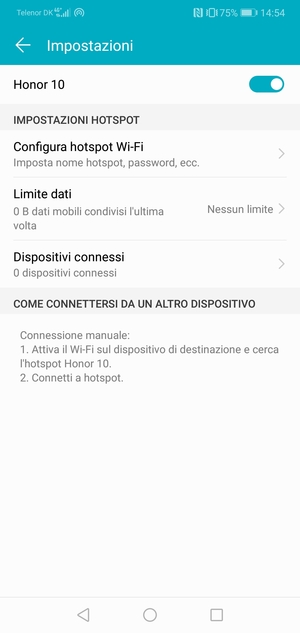 Il telefono è ora pronto per essere usato come modem
