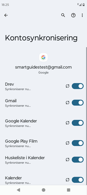 Dine oplysninger vil blive synkroniseret
