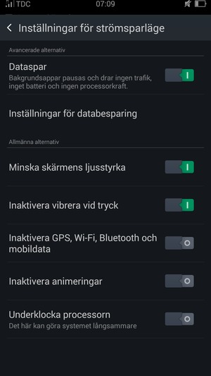 Aktivera Strämsparlägen